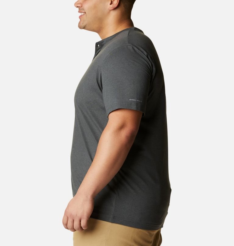Men's Columbia Tech Trail Short Sleeve Henley T Shirts Dark Grey | Plus Size CA-F4168